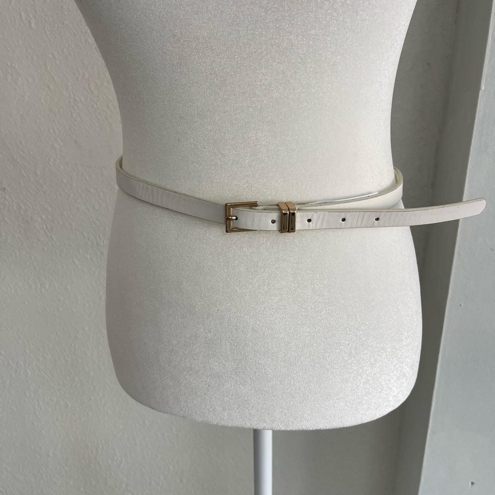 Aldo White Belt with Gold Buckle
